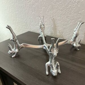 Vintage 1986 Arthur Court Metal Rabbit Bunny Bowl Stand Holder